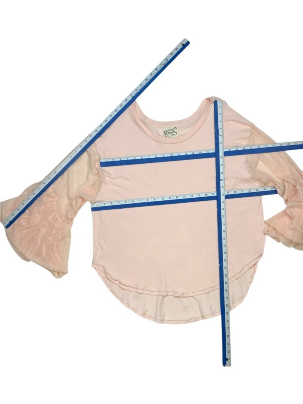 Free People Still Got It Tee Top S Pink Oversized Mesh Bell Sleeves - Picture 9 of 16